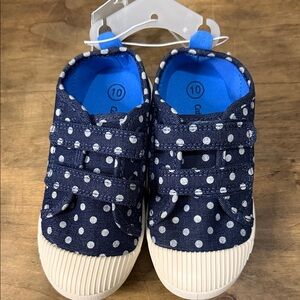 Cat & Jack Kid’s  Navy Polka Dot Slip-On Sneakers size 10